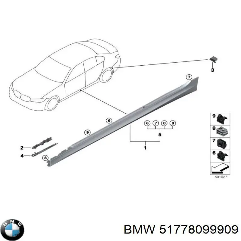 Moldura exterior izquierda del umbral BMW 51778099909 precio, desde 132,94 EUR