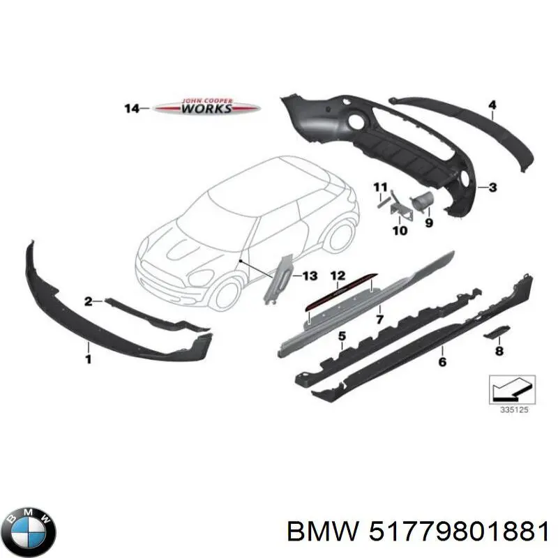 Extensión de aleta delantera izquierda 51779801881 BMW