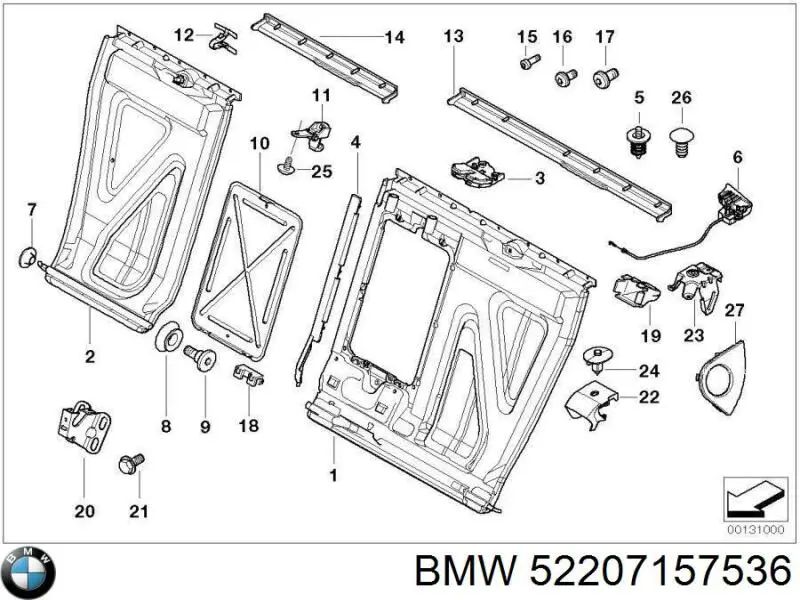 52208099555 BMW clips de fijación de pasaruedas de aleta delantera