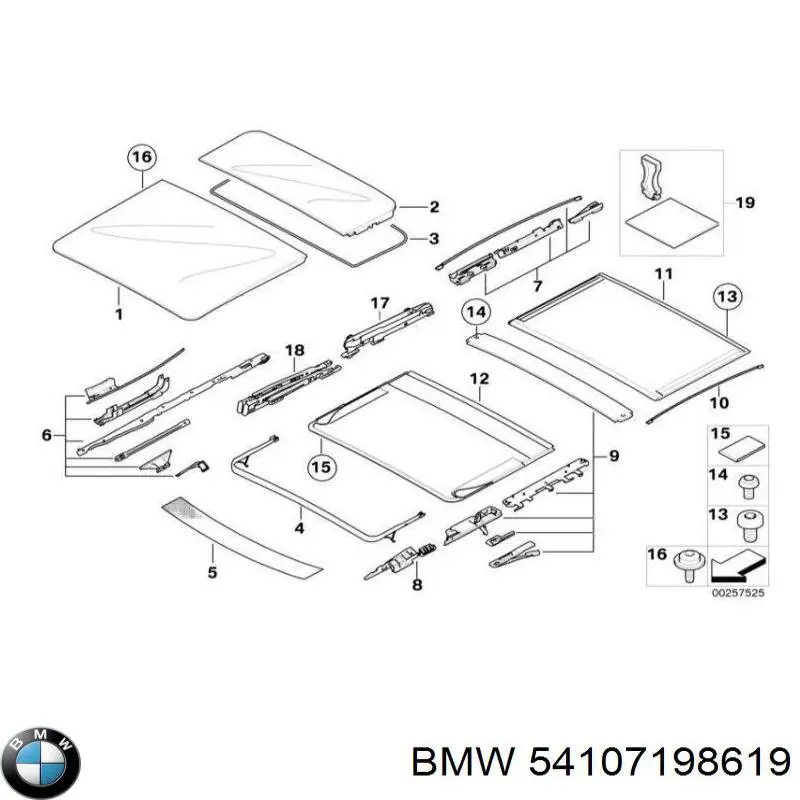 Guía de techo solar para BMW X5 (E53)