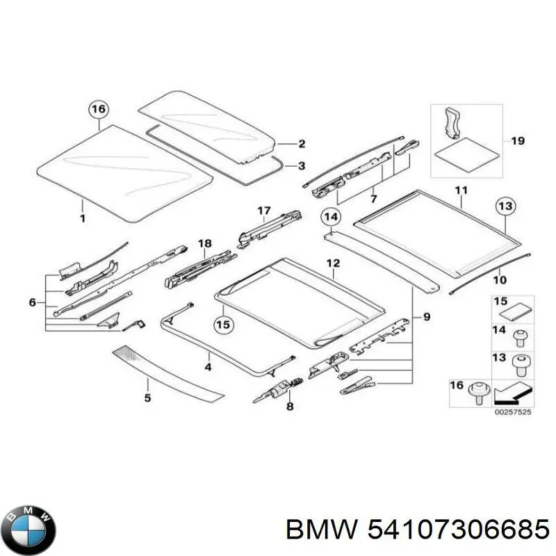 54107306685 BMW Guía de techo corredizo