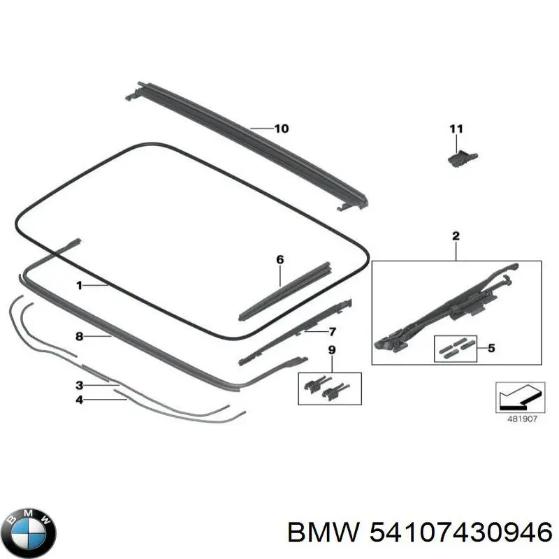 Comprar 54107430946 BMW Moldura de techo izquierda