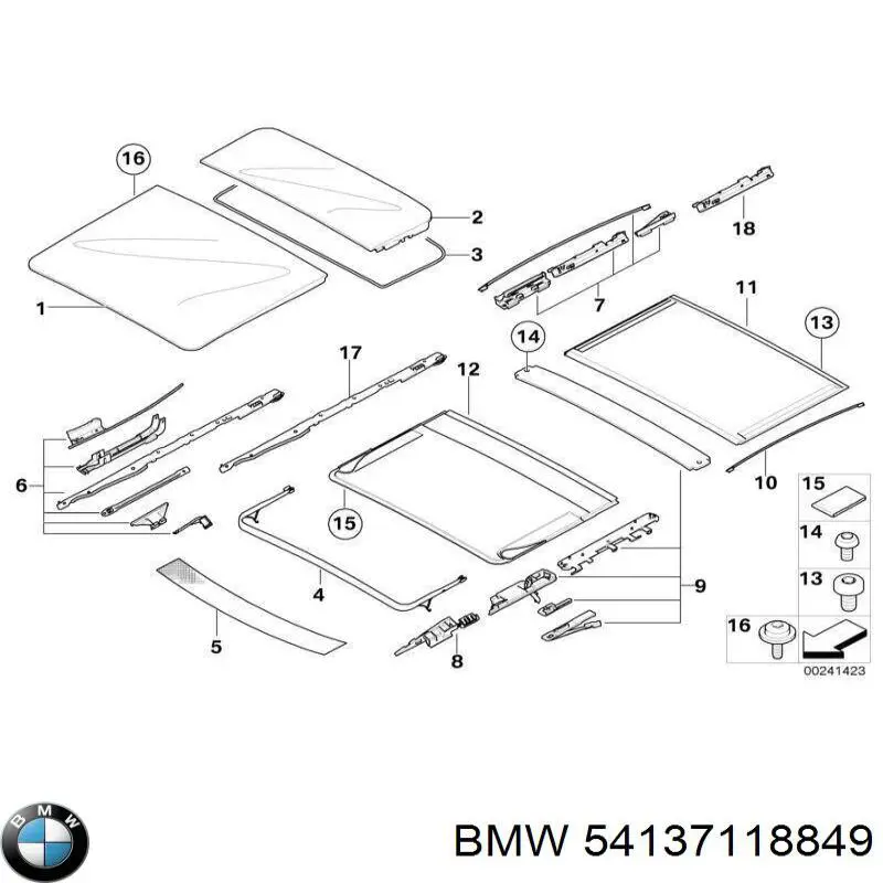 Comprar 54137118849 BMW Guía de techo corredizo