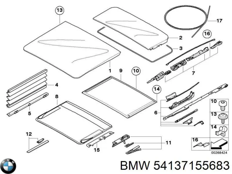 Guía de techo solar para BMW X5 (E70)