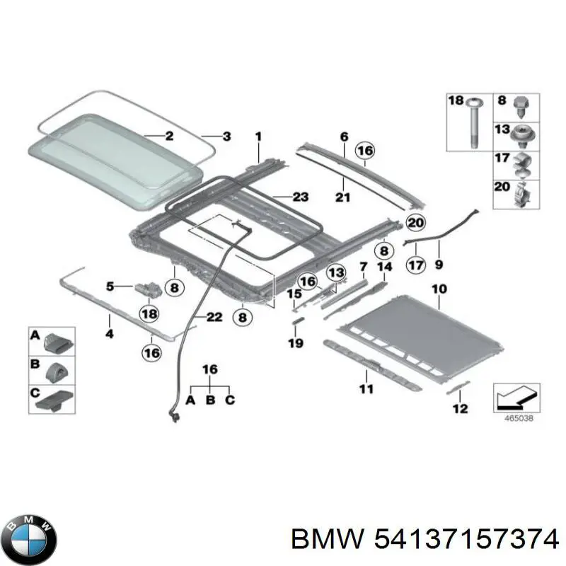 54137157374 BMW sello deslizante para techo solar