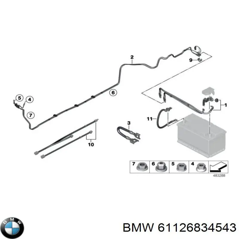 61126834543 BMW cable terminal positiovo (bateria)