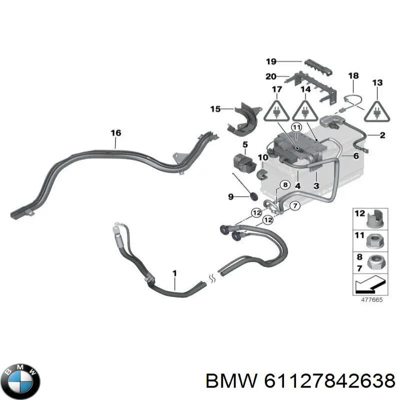 61127842638 BMW cable de masa para batería