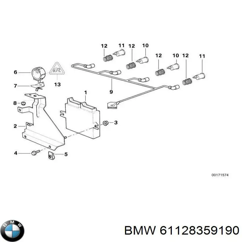 61128359190 BMW sensores de estacionamiento de cable (alambre Parachoques Trasero)