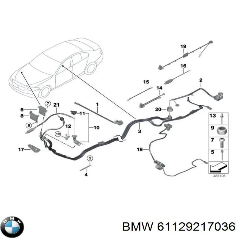 61129217036 BMW Cable de terminal positivo de batería