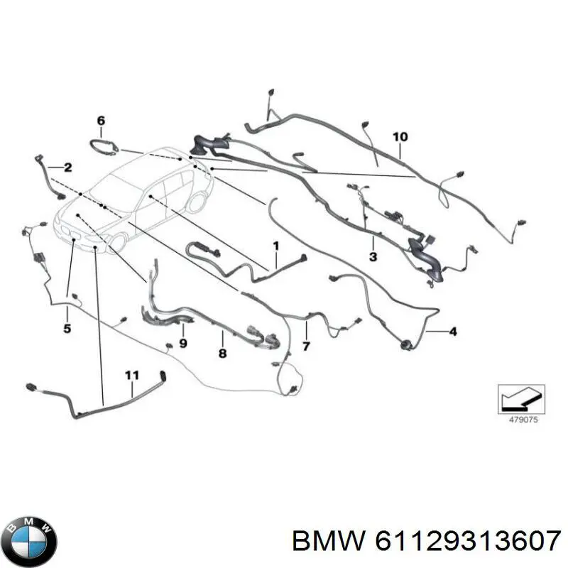 61129313607 BMW sensores de estacionamiento de parachoques delantero (cable)