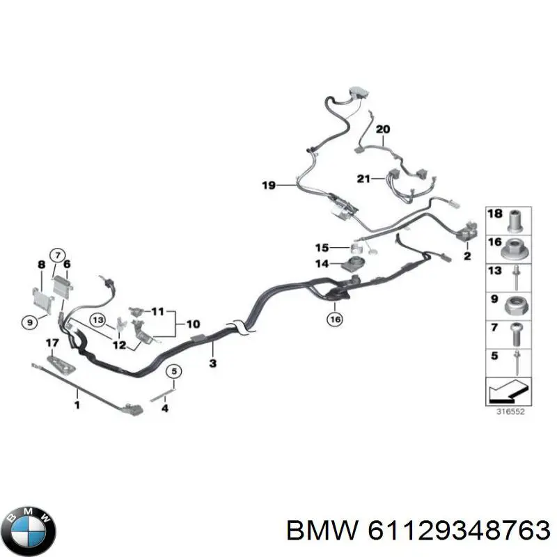 Comprar 61129348763 BMW Cable de terminal positivo de batería