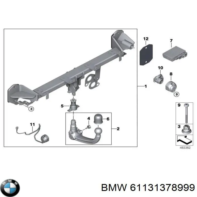 61131378999 BMW toma de corriente del remolque