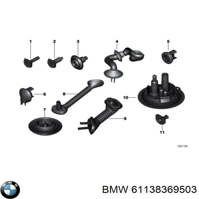 61138369503 BMW clips de fijación para rejilla de radiador de panel