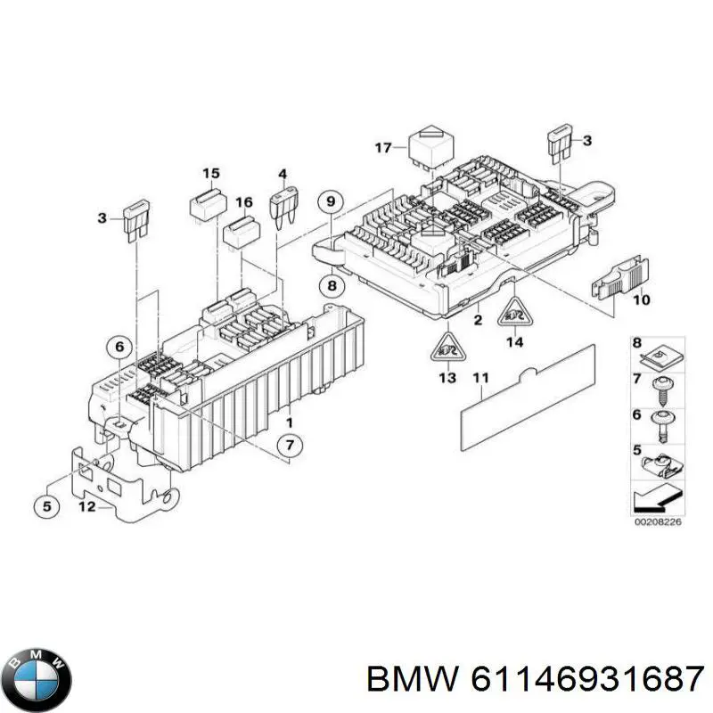 61146931687 BMW caja de fusibles