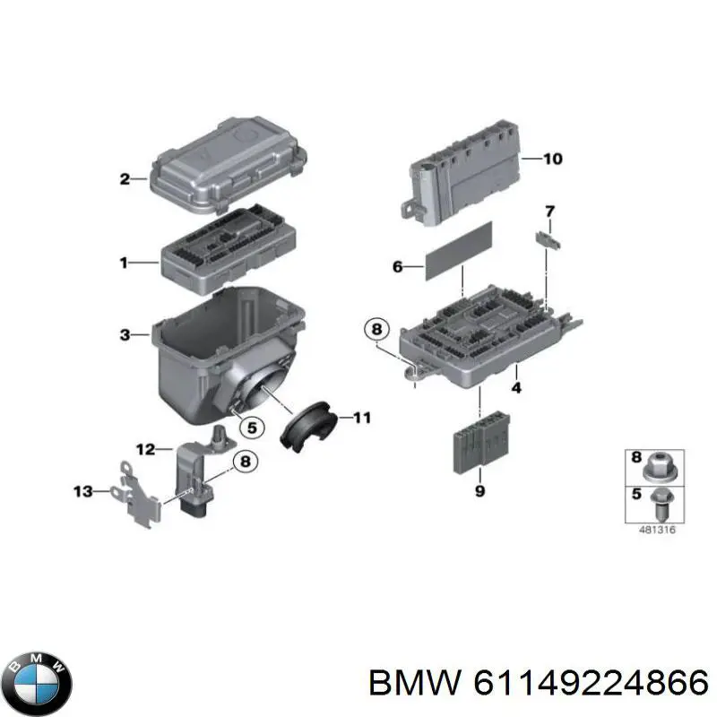 61149224866 BMW caja de fusibles