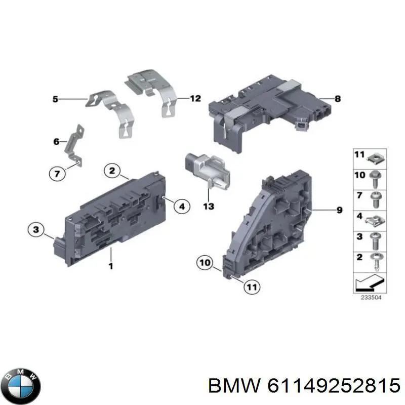 61149252815 BMW Caja de relés y fusibles
