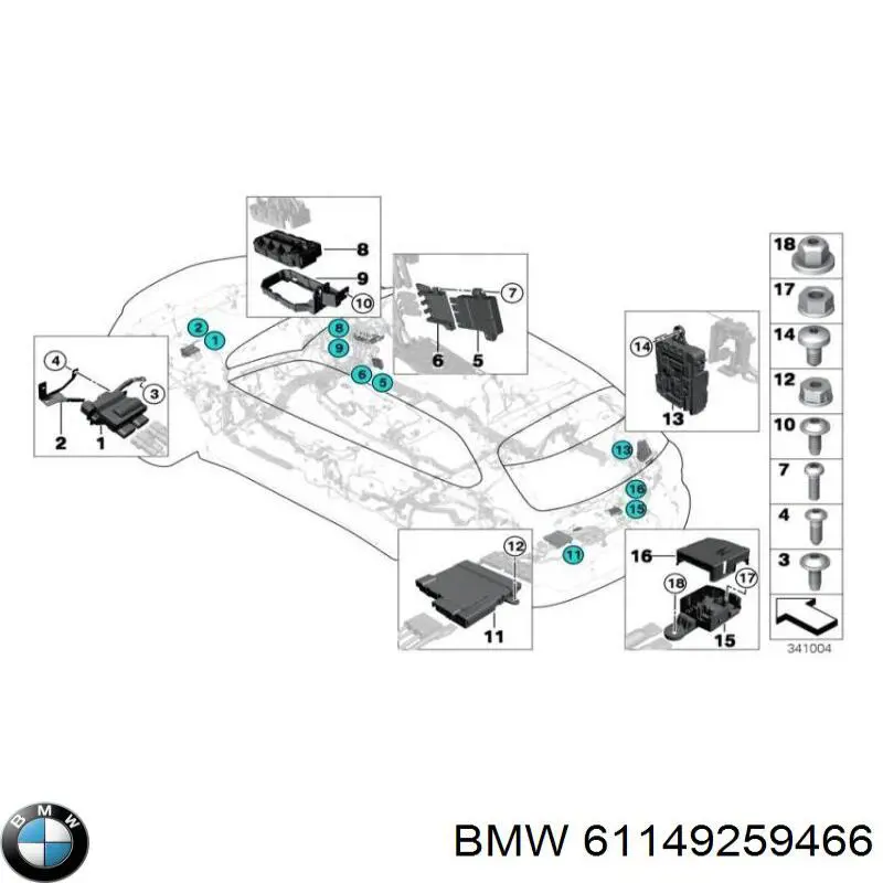 61149259466 BMW caja de fusibles, trasera interior