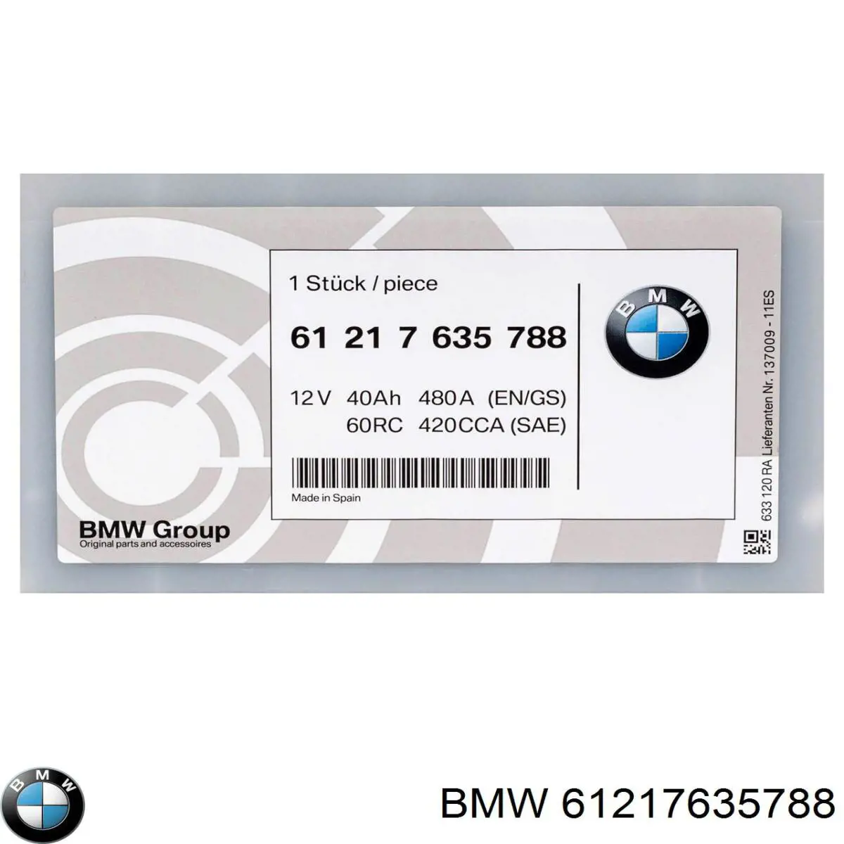 Batería de Arranque BMW (61217635788)
