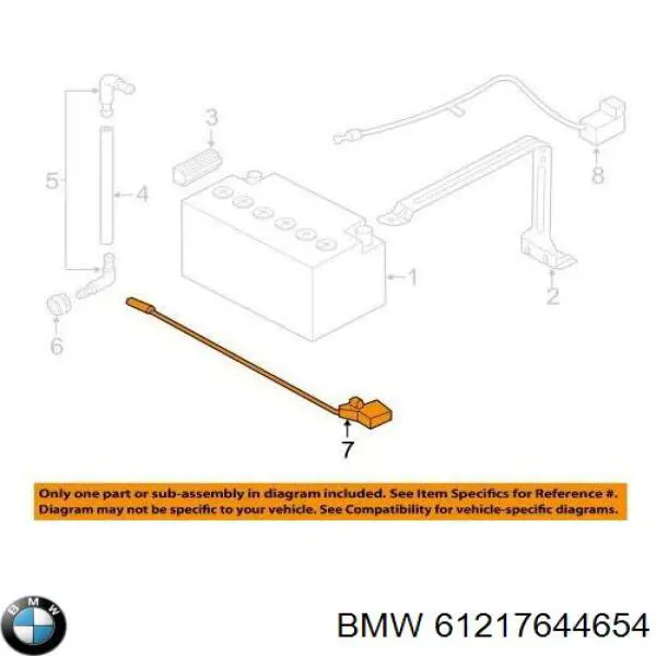 61217644654 BMW cable de masa para batería