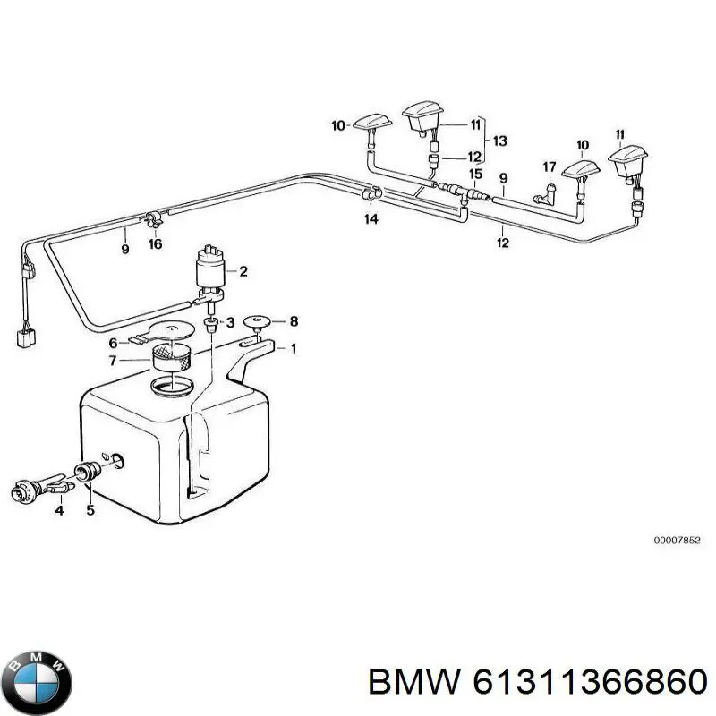61311388578 BMW Sensor de nivel del depósito de líquido limpiaparabrisas