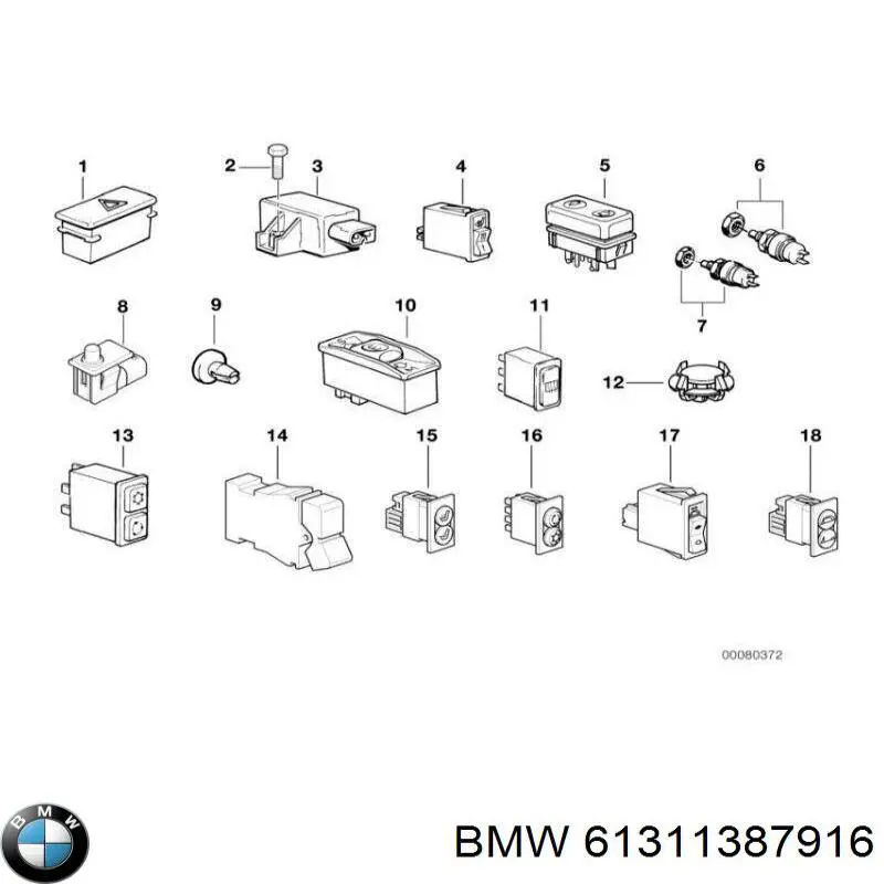 Comprar 61311387916 BMW Interruptor de control del techo solar