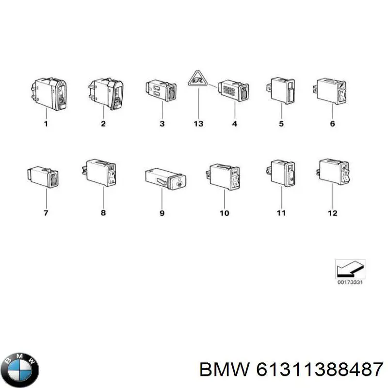 61311388487 BMW conmutador en la columna de dirección izquierdo