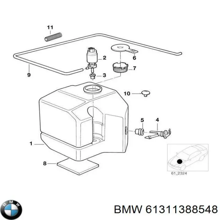 61311388548 BMW Sensor de nivel del depósito de líquido limpiaparabrisas