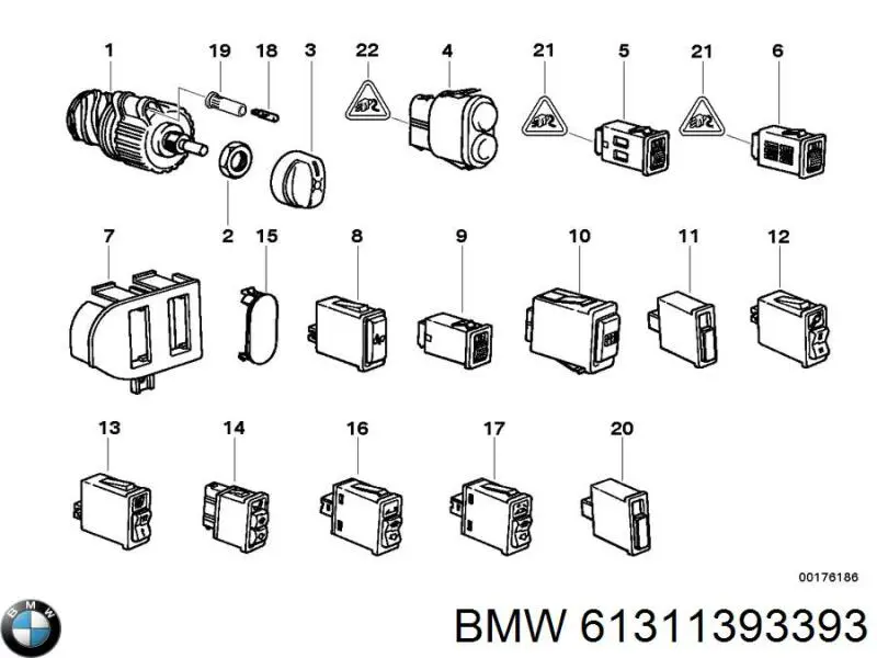 Comprar 61311393393 BMW Interruptor de luces en el tablero