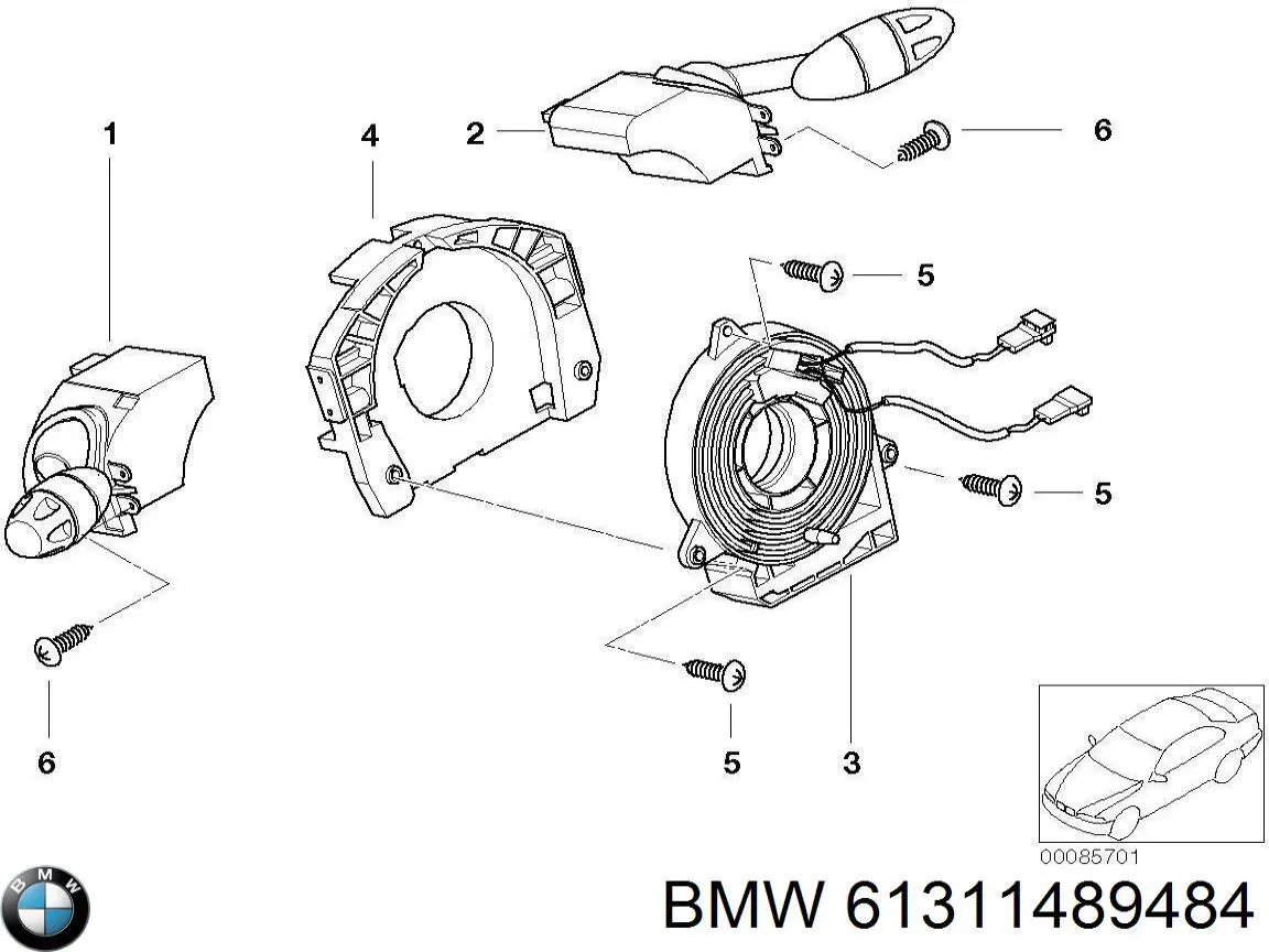 1489484 BMW conmutador en la columna de dirección derecho