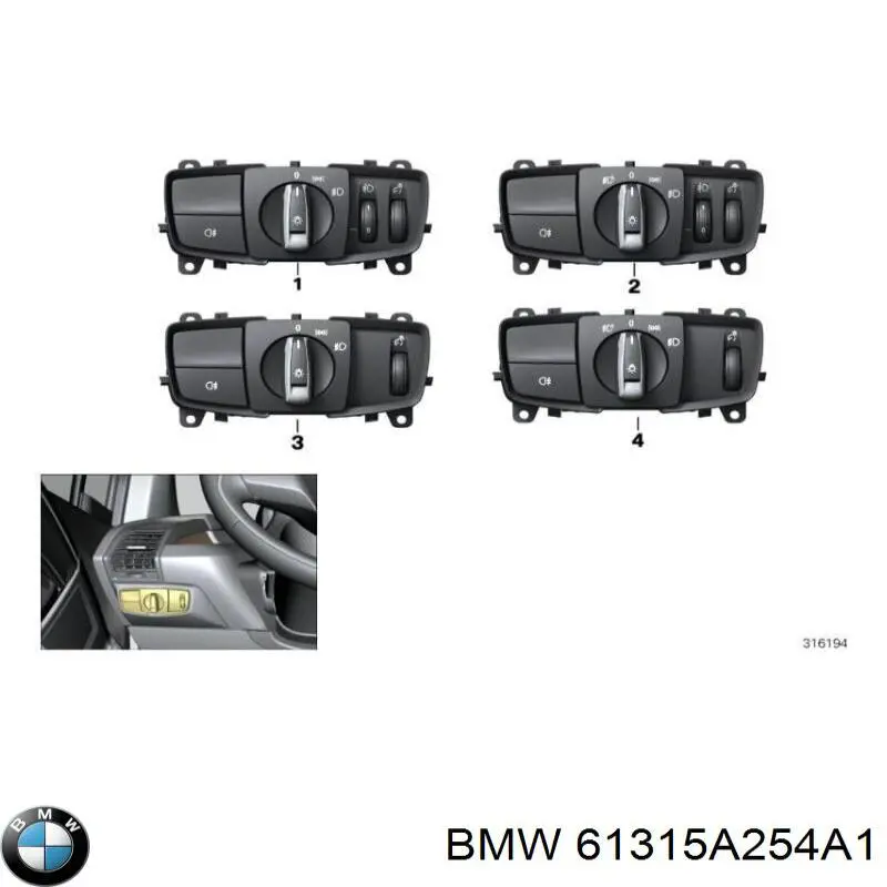 Interruptor de luces en el tablero BMW 61319865813 precio, desde 88,57 EUR