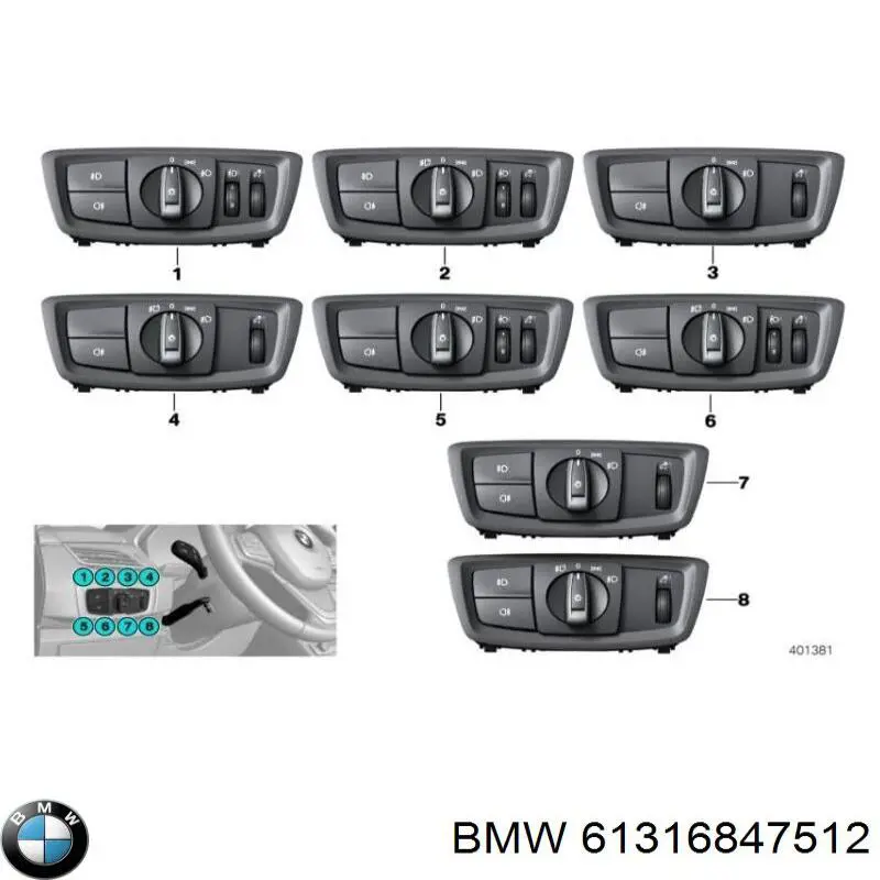 Interruptor De Faros Para "TORPEDO" para BMW 4 (F36)