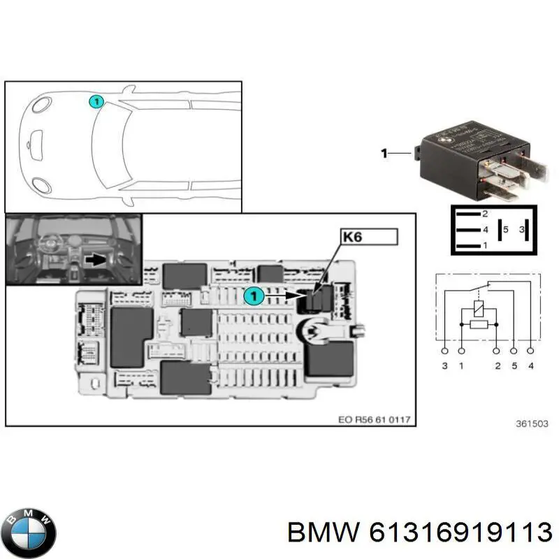 Relé eléctrico multifuncional 61316919113 BMW