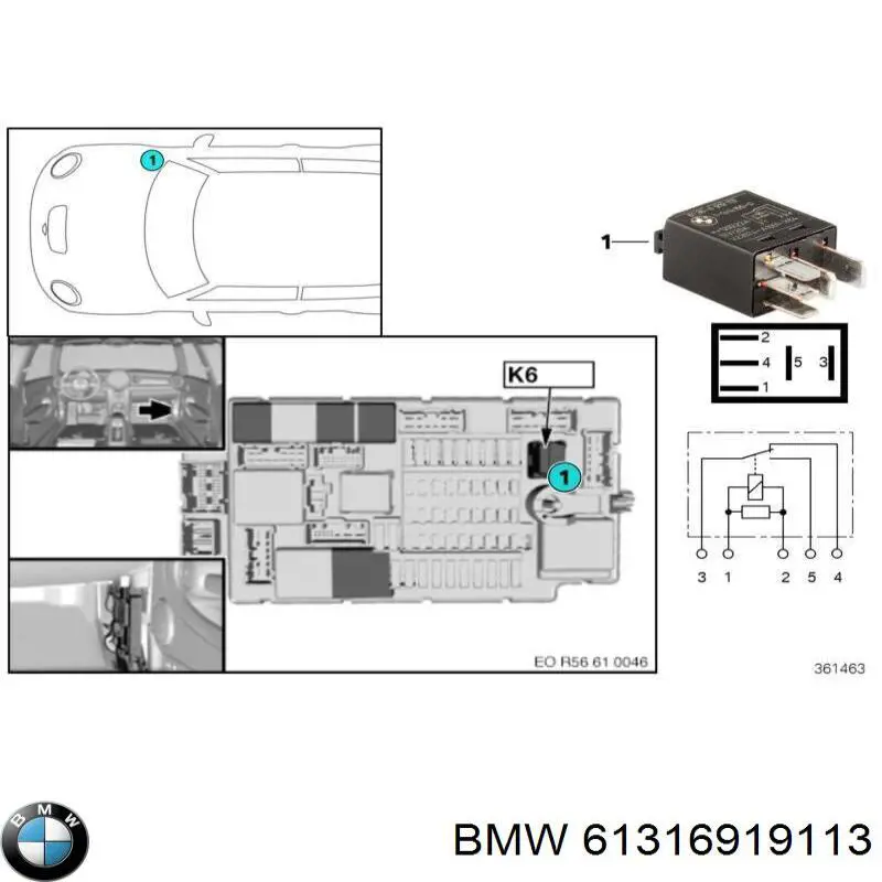 Relé eléctrico multifuncional BMW 61316919113