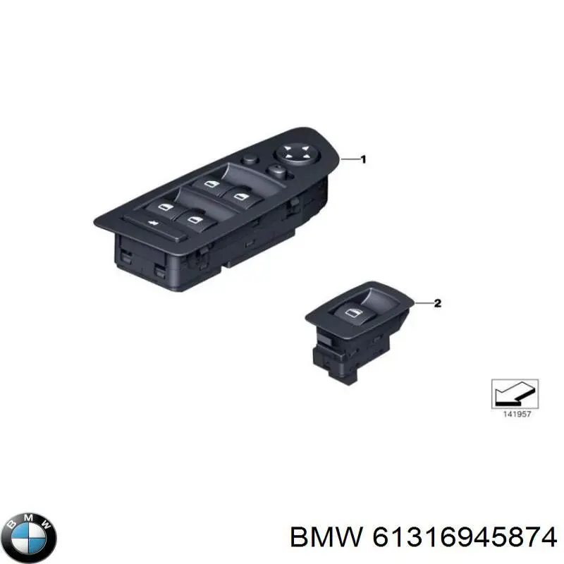 Botón de encendido, motor eléctrico, elevalunas, puerta delantera derecha para BMW X6 (E71)