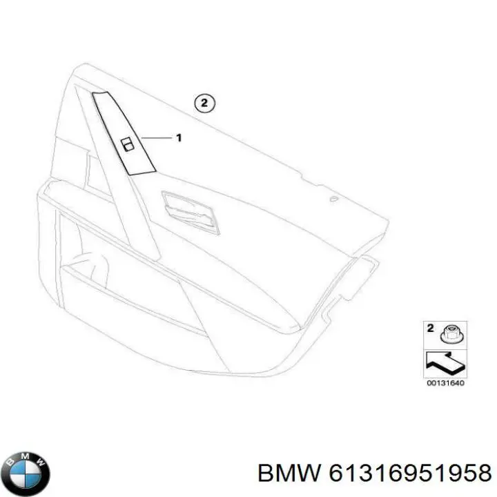 61316951958 BMW botón de elevalunas delantero derecho