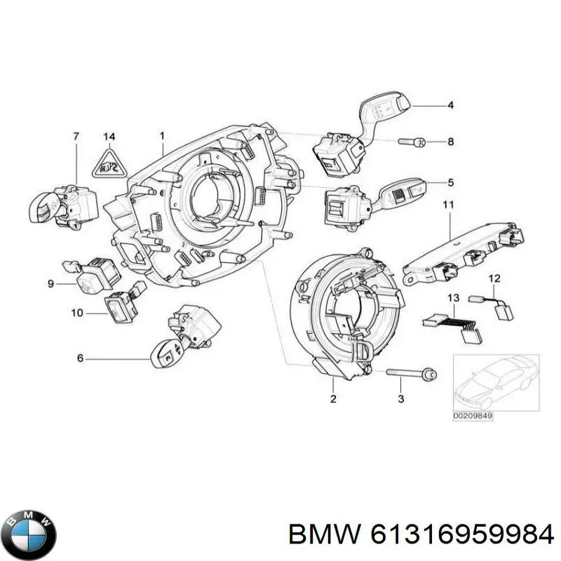 61316959984 BMW conmutador en la columna de dirección izquierdo