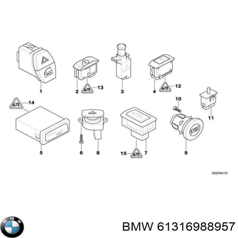 Comprar 61316988957 BMW Botón de encendido de calefacción del asiento