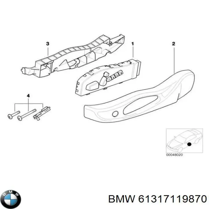 61317119870 BMW boton de ajuste de asiento bloque derecho