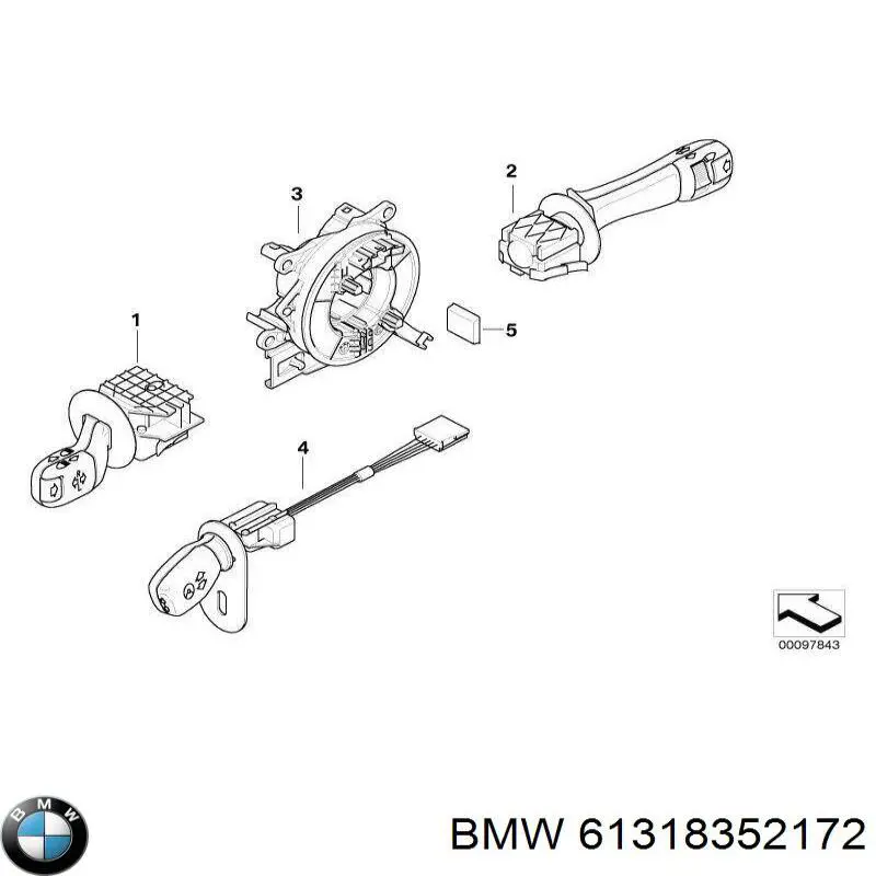 61318352172 BMW conmutador en la columna de dirección izquierdo