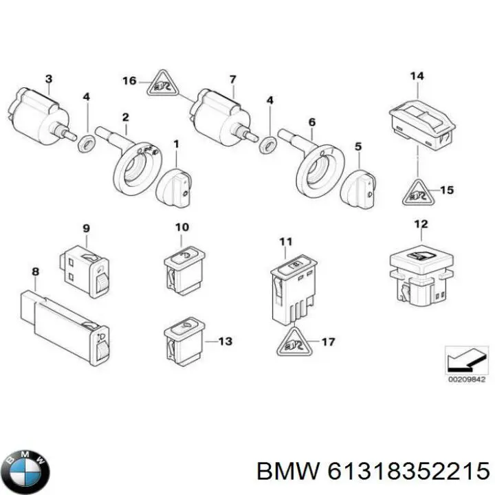 Interruptor de la luz antiniebla trasera para BMW 7 (E38)
