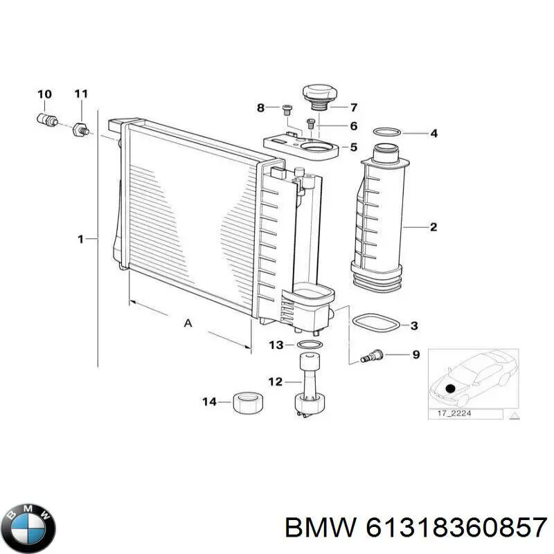 61318360857 BMW sensor, temperatura del refrigerante (encendido el ventilador del radiador)