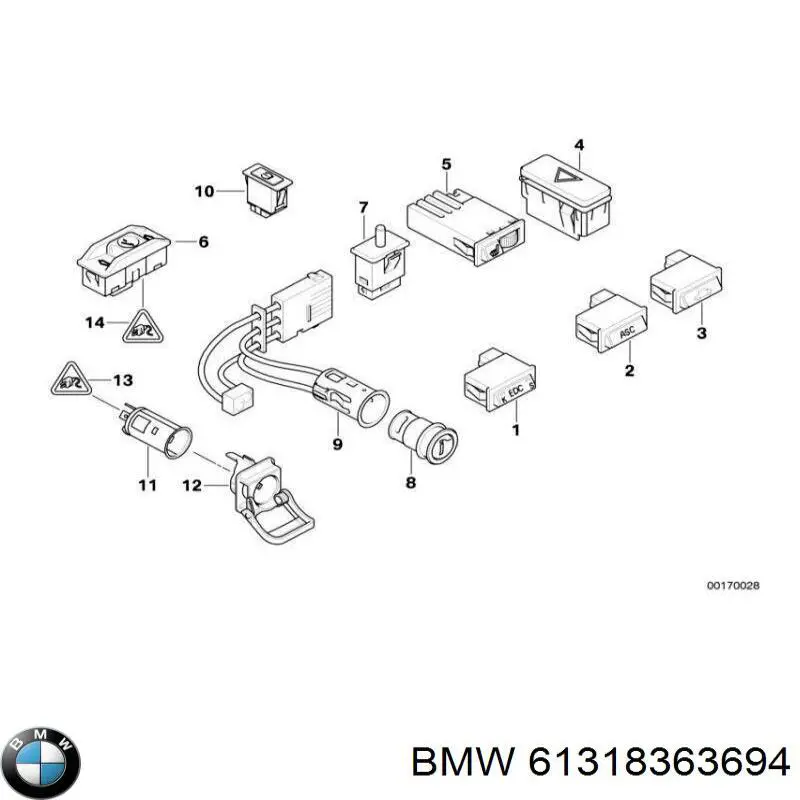 61318363694 BMW interruptor asc