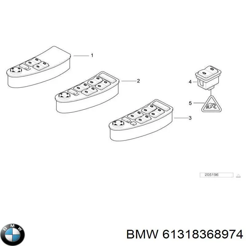 61318368974 BMW botón de encendido, motor eléctrico, elevalunas, trasero
