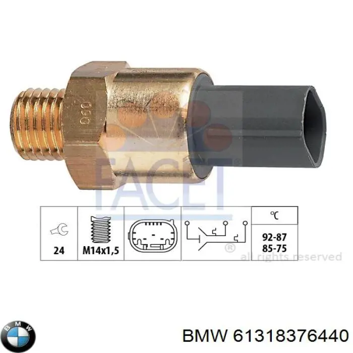61318376440 BMW sensor, temperatura del refrigerante (encendido el ventilador del radiador)