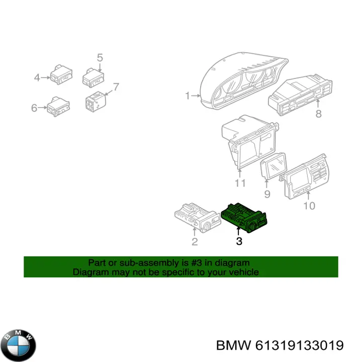 Interruptor de luces en el tablero BMW 61316907948 precio, desde 50,82 EUR
