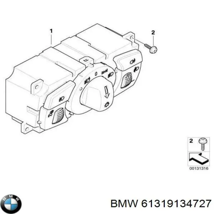 61319134727 BMW interruptor de faros para "torpedo"