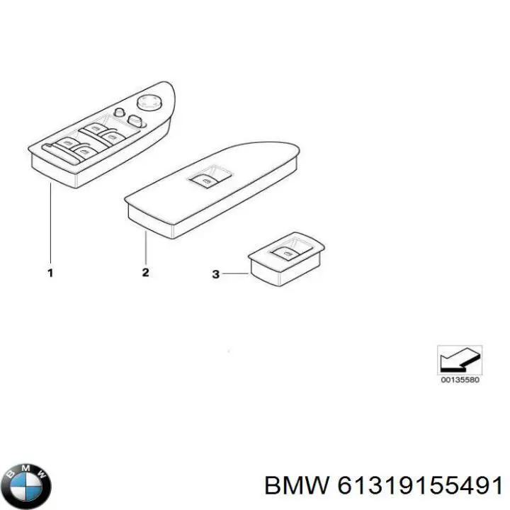 61316952036 BMW interruptor de elevalunas delantera izquierda