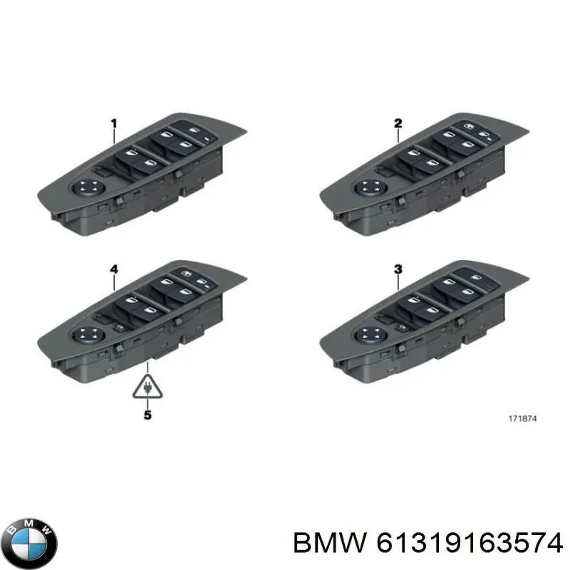 61319241956 BMW interruptor de elevalunas delantera izquierda