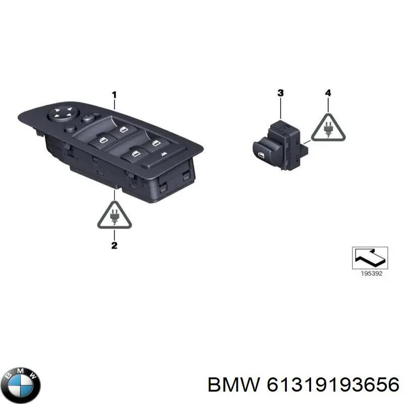 61319193656 BMW interruptor de elevalunas delantera izquierda