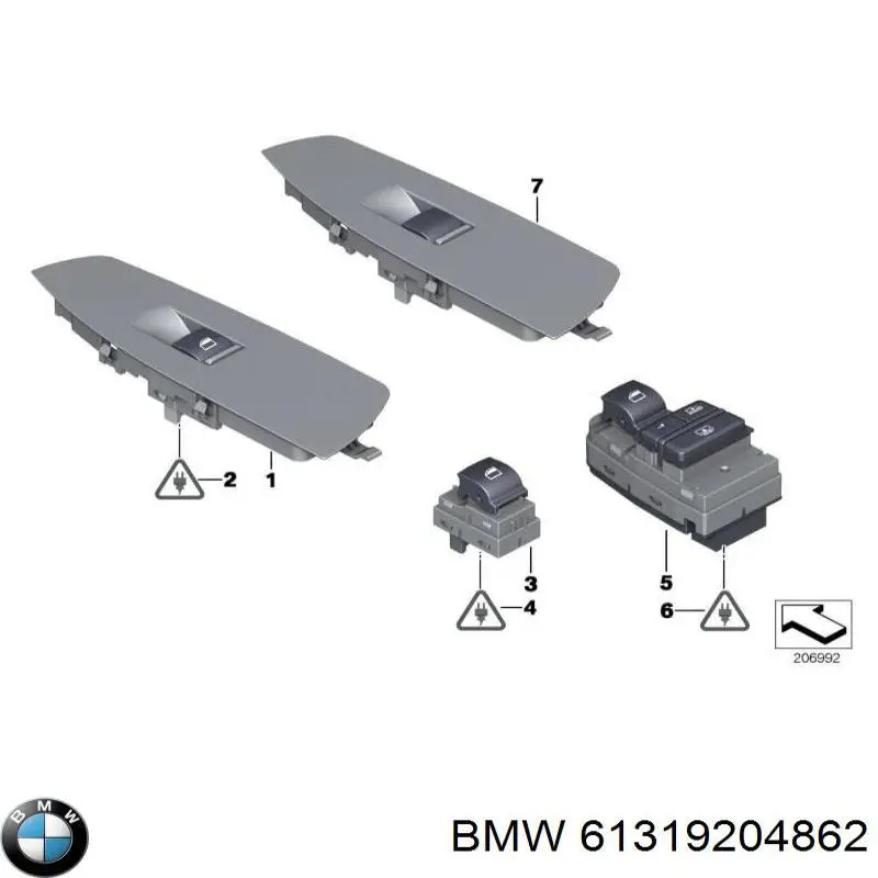 61319204862 BMW unidad de control elevalunas trasera